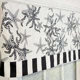 RLF Home Reef Banded Valance Collection - 100% Cotton Window Treatment 50" x 16"  Black