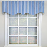 RLF Home 100% Cotton Freya Stripe Regal  Fully lined Windows Rod Pocket Valance 50" x 17"  Blue