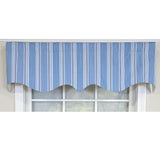 RLF Home 100% Cotton Freya Stripe Regal  Fully lined Windows Rod Pocket Valance 50" x 17"  Blue