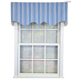 RLF Home 100% Cotton Freya Stripe Regal  Fully lined Windows Rod Pocket Valance 50" x 17"  Blue