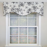 RLF Home Reef Cornice Valance - 100% Cotton with Ivory Lining 50" x 17"  Black
