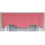 RLF Home Cherry Check Cornice Valance - 100% Cotton with Ivory Lining 50" x 17"  Red