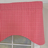 RLF Home Cherry Check Cornice Valance - 100% Cotton with Ivory Lining 50" x 17"  Red
