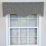 RLF Home 100% Cotton Tower Cornice With Poly/Cotton Ivory lining Rod Pocket Valance 50" x 17" Black