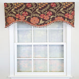 RLF Home Lady Diane Cornice Valance Brown with Multicolor Tassel Trim 100% Cotton Fits Up to 48"W 50" x 17"  Brown
