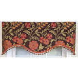 RLF Home Lady Diane Cornice Valance Brown with Multicolor Tassel Trim 100% Cotton Fits Up to 48"W 50" x 17"  Brown