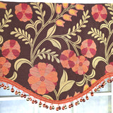RLF Home Lady Diane Cornice Valance Brown with Multicolor Tassel Trim 100% Cotton Fits Up to 48"W 50" x 17"  Brown