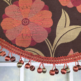 RLF Home Lady Diane Cornice Valance Brown with Multicolor Tassel Trim 100% Cotton Fits Up to 48"W 50" x 17"  Brown