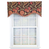 RLF Home Lady Diane Cornice Valance Brown with Multicolor Tassel Trim 100% Cotton Fits Up to 48"W 50" x 17"  Brown