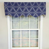 RLF Home 100% Cotton Zircon Regal With Poly/Cotton Ivory lining Rod Pocket Valance 50" x 16" Navy