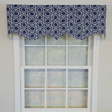 RLF Home 100% Cotton Orbit Regal  Fully lined Windows Rod Pocket Valance 50" x 17"  Navy