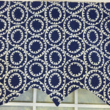 RLF Home 100% Cotton Orbit Regal  Fully lined Windows Rod Pocket Valance 50" x 17"  Navy