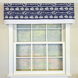 RLF Home She Shells Banded Valance Collection - 100% Cotton with Ivory Lining 50" x 16"  Navy