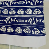 RLF Home She Shells Banded Valance Collection - 100% Cotton with Ivory Lining 50" x 16"  Navy