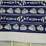 RLF Home She Shells Banded Valance Collection - 100% Cotton with Ivory Lining 50" x 16"  Navy