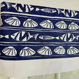 RLF Home She Shells Banded Valance Collection - 100% Cotton with Ivory Lining 50" x 16"  Navy