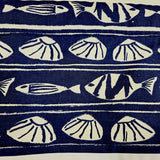 RLF Home She Shells Banded Valance Collection - 100% Cotton with Ivory Lining 50" x 16"  Navy