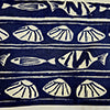 RLF Home She Shells Banded Valance Collection - 100% Cotton with Ivory Lining 50" x 16"  Navy