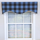 RLF Home 100% Cotton Barnyard Check  Cornice  Fully lined Windows Rod Pocket Valance 50" x 17"  Blue