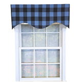 RLF Home 100% Cotton Barnyard Check  Cornice  Fully lined Windows Rod Pocket Valance 50" x 17"  Blue