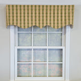 RLF Home 100% Cotton Cherry Squares Regal With Poly/Cotton lining Rod Pocket Valance 50" x 15" Green