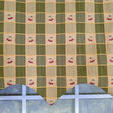 RLF Home 100% Cotton Cherry Squares Regal With Poly/Cotton lining Rod Pocket Valance 50" x 15" Green
