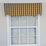 RLF Home 100% Cotton Cherry Squares Regal With Poly/Cotton lining Rod Pocket Valance 50" x 15" Navy