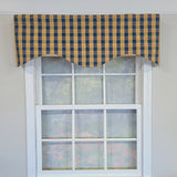 RLF Home 100% Cotton Cherry Plaid Cornice  Fully lined Windows Rod Pocket Valance 50" x 17"  Navy