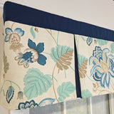 RLF Home 100% Cotton Samanta Pleated  Unlined Windows Rod Pocket Valance 50" x 17"  Blue