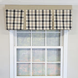 RLF Home 100% Cotton Bison Check Pleated  Unlined Windows Rod Pocket Valance 50" x 17"  Black