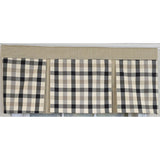 RLF Home 100% Cotton Bison Check Pleated  Unlined Windows Rod Pocket Valance 50" x 17"  Black