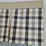 RLF Home 100% Cotton Bison Check Pleated  Unlined Windows Rod Pocket Valance 50" x 17"  Black