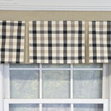 RLF Home 100% Cotton Bison Check Pleated  Unlined Windows Rod Pocket Valance 50" x 17"  Black