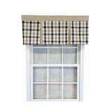 RLF Home 100% Cotton Bison Check Pleated  Unlined Windows Rod Pocket Valance 50" x 17"  Black