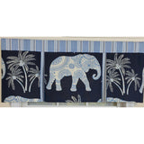RLF Home 100% Cotton White Elephant Pleated  Unlined Windows Rod Pocket Valance 50" x 17"  Blue