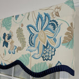 RLF Home 100% Cotton Samanta Ruffled Provance  Fully lined Windows Rod Pocket Valance 50" x 15"  Blue