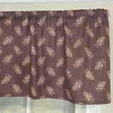 RLF Home 100% Cotton Pine Cones Tailored   Unlined Windows Rod Pocket Valance 51" x 12"  Egg Plant