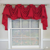RLF Home Classic Twil 3-S Victory 100% Cotton Tab Top Swag Window Curtain 54" x 25" Red