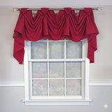 RLF Home Classic Twil 3-S Victory 100% Cotton Tab Top Swag Window Curtain 54" x 25" Burgundy