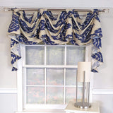 RLF Home Flame 3-S Victory 100% Cotton Tab Top Swag Window Curtain 54" x 25" Navy