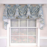 RLF Home Paisley Verveine 3-S Victory 100% Cotton Tab Top Swag Window Curtain 54" x 25" Blue