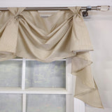 RLF Home Pin Stripe 3-S Victory 100% Cotton Tab Top Swag Window Curtain 54" x 25" Natural