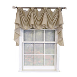 RLF Home Pin Stripe 3-S Victory 100% Cotton Tab Top Swag Window Curtain 54" x 25" Natural