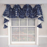 RLF Home Pulsar 3-S Victory 100% Cotton Tab Top Swag Window Curtain 54" x 25" Navy