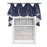 RLF Home Pulsar 3-S Victory 100% Cotton Tab Top Swag Window Curtain 54" x 25" Navy