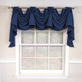 RLF Home Classic Solid 3-S Victory 100% Cotton Tab Top Swag Window Curtain 54" x 25" Navy