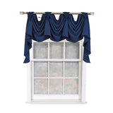 RLF Home Classic Solid 3-S Victory 100% Cotton Tab Top Swag Window Curtain 54" x 25" Navy