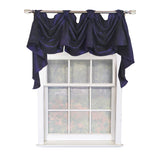 RLF Home Crinkle Taffeta 3-S Victory 100% Polyester Tab Top Swag Window Curtain 54" x 25" Navy