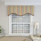 RLF Home Fame Stripe Cornice 100% Cotton Rod Pocket Lined  Window Valance 50" x 17" Multi