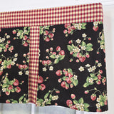 RLF Home Strawberry Pleated 100% Cotton Rod Pocket  Window Valance 50" x 17" Black